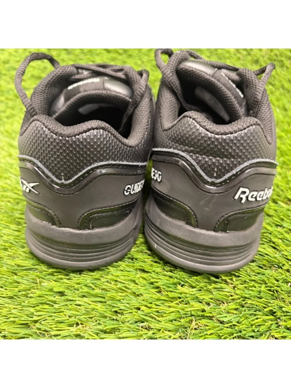 Reebok Guide Womens Size 7 Black Leather Lace Up Steel Toe Safety Work Shoes